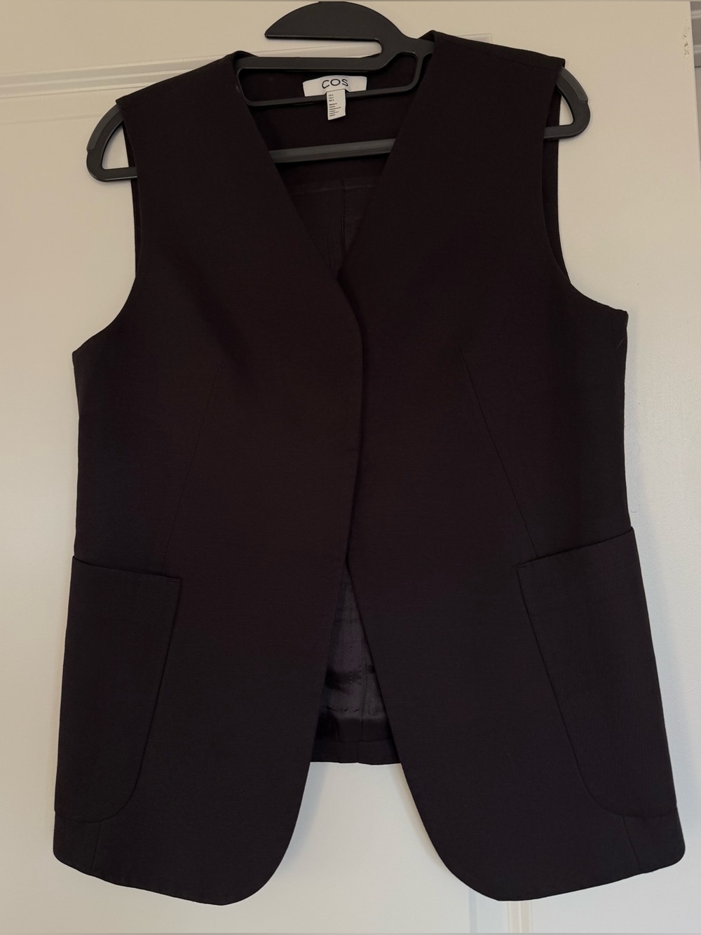 COS Black Wrap Front Linen Blend Waistcoat Vest Size 4